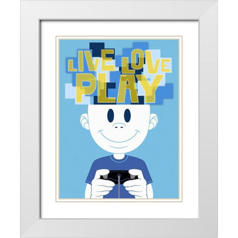 Live Love Play 1 White Modern Wood Framed Art Print with Double Matting by Prime, Marcus
