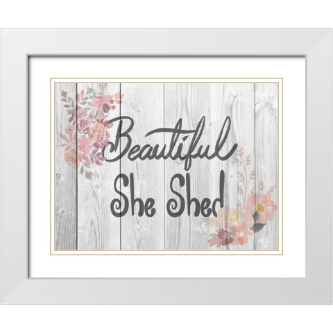 Welcome She Shed 4 White Modern Wood Framed Art Print with Double Matting by Prime, Marcus