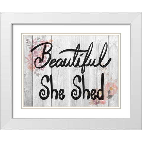 Welcome She Shed 2 White Modern Wood Framed Art Print with Double Matting by Prime, Marcus