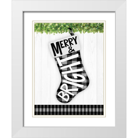 Joy Stocking 2 White Modern Wood Framed Art Print with Double Matting by Prime, Marcus