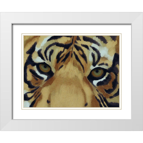 Tiger Burst 1 White Modern Wood Framed Art Print with Double Matting by Prime, Marcus