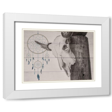 Dreaming Skull White Modern Wood Framed Art Print with Double Matting by Prime, Marcus