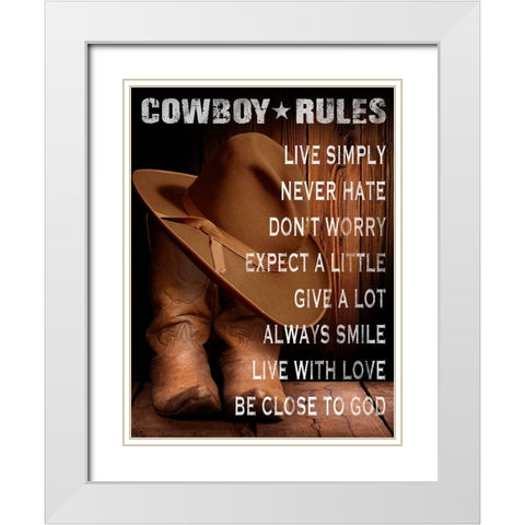 Cowboy Rules White Modern Wood Framed Art Print with Double Matting by Prime, Marcus