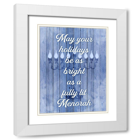 Lit Menorah White Modern Wood Framed Art Print with Double Matting by Prime, Marcus