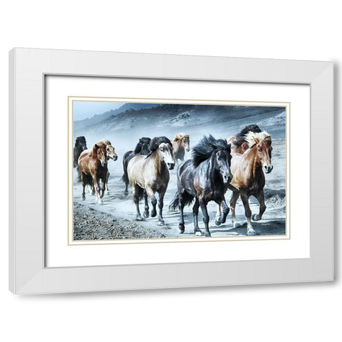 Group Run White Modern Wood Framed Art Print with Double Matting by Prime, Marcus