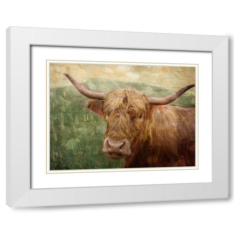 Hairy Bull White Modern Wood Framed Art Print with Double Matting by Prime, Marcus