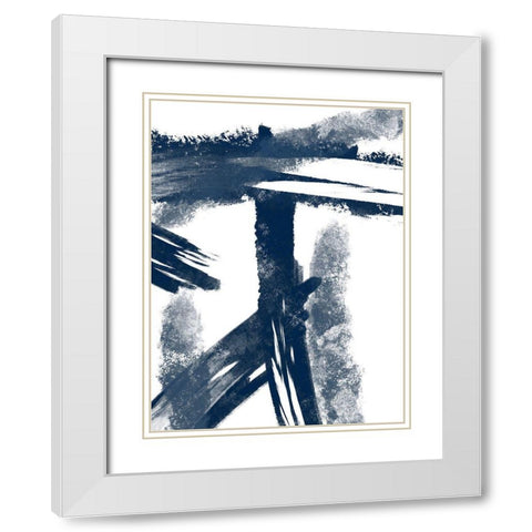 Navy Striking Seams 1 White Modern Wood Framed Art Print with Double Matting by Prime, Marcus