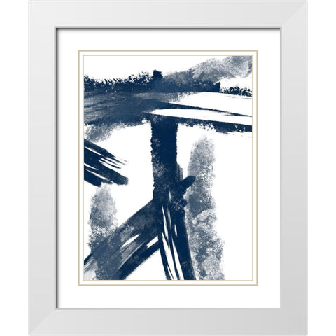 Navy Striking Seams 1 White Modern Wood Framed Art Print with Double Matting by Prime, Marcus