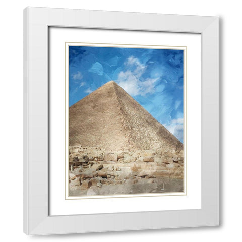Pyramid Of Giza White Modern Wood Framed Art Print with Double Matting by Prime, Marcus
