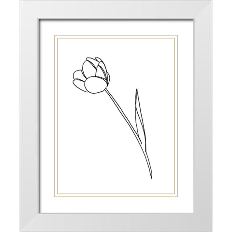 Paper Tulip 1 White Modern Wood Framed Art Print with Double Matting by Prime, Marcus