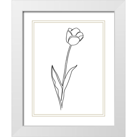 Paper Tulip 2 White Modern Wood Framed Art Print with Double Matting by Prime, Marcus