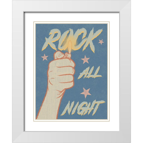 Rock All Night White Modern Wood Framed Art Print with Double Matting by Prime, Marcus