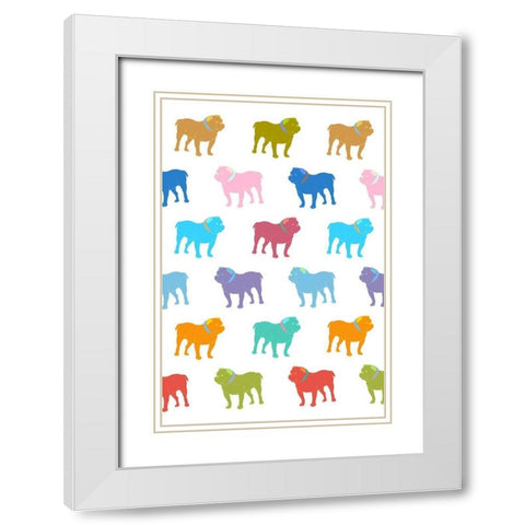 Bulldog Pattern 1 White Modern Wood Framed Art Print with Double Matting by Prime, Marcus