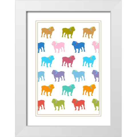 Bulldog Pattern 1 White Modern Wood Framed Art Print with Double Matting by Prime, Marcus