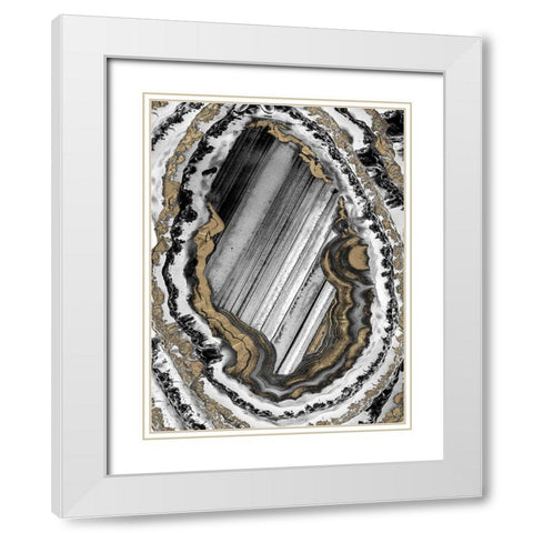 Golden Geode 1 White Modern Wood Framed Art Print with Double Matting by Prime, Marcus
