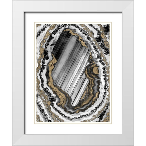 Golden Geode 1 White Modern Wood Framed Art Print with Double Matting by Prime, Marcus