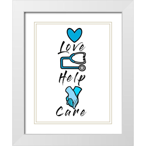 Love Help Care White Modern Wood Framed Art Print with Double Matting by Prime, Marcus