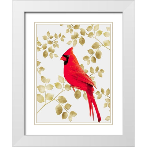 Cheerful Cardinal 1 White Modern Wood Framed Art Print with Double Matting by Prime, Marcus