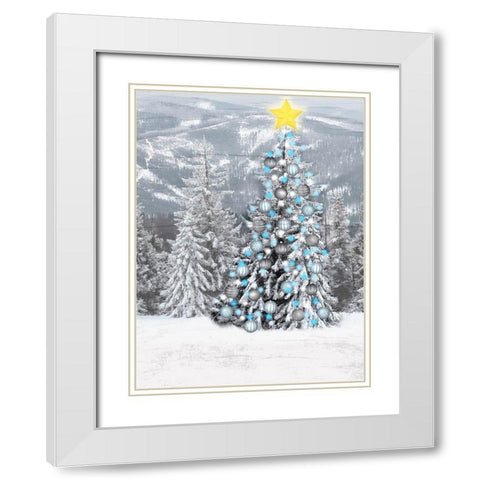 Merry And Bright White Modern Wood Framed Art Print with Double Matting by Prime, Marcus