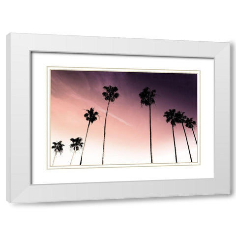 Sunset Palms 1 White Modern Wood Framed Art Print with Double Matting by Prime, Marcus