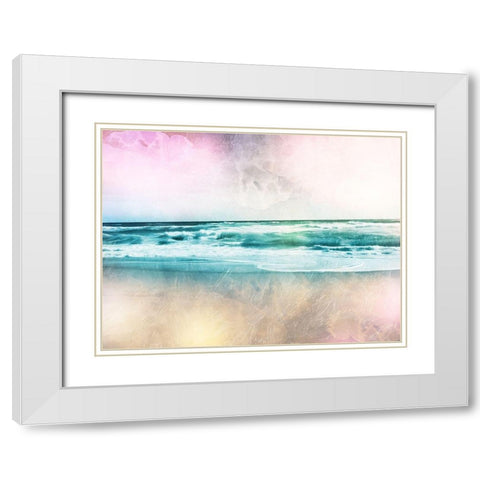 CMYK Beach 1 White Modern Wood Framed Art Print with Double Matting by Prime, Marcus
