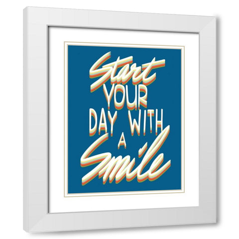 Smile Starter White Modern Wood Framed Art Print with Double Matting by Prime, Marcus