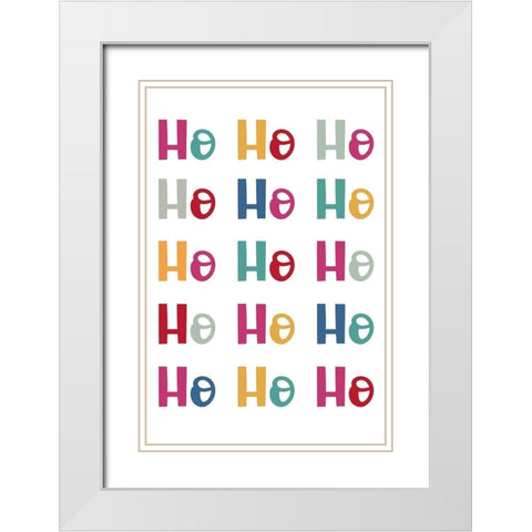 Ho Ho Ho Repeat White Modern Wood Framed Art Print with Double Matting by Prime, Marcus