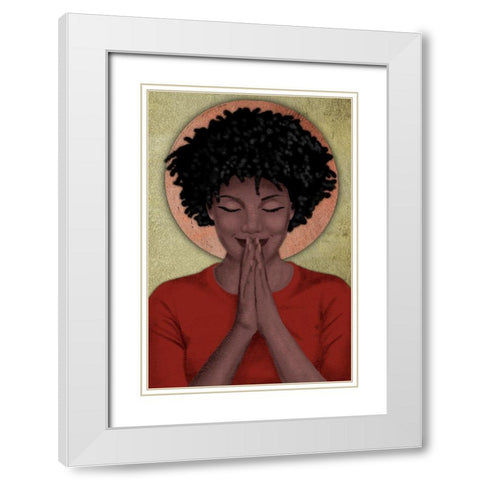 Praying Goddess 2 White Modern Wood Framed Art Print with Double Matting by Prime, Marcus