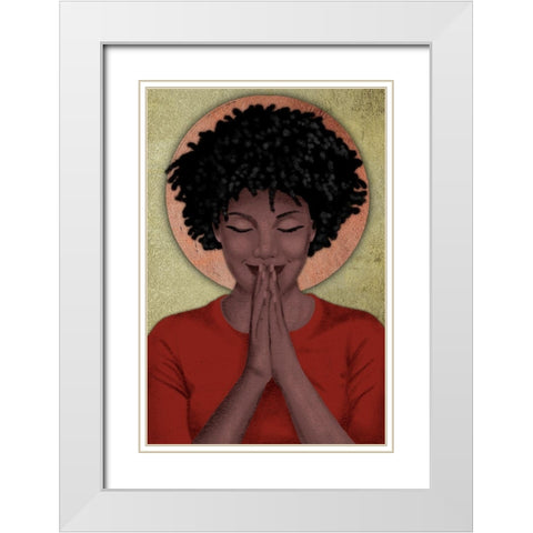 Praying Goddess 2 White Modern Wood Framed Art Print with Double Matting by Prime, Marcus