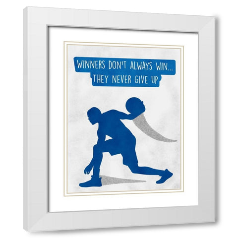 Never Give Up White Modern Wood Framed Art Print with Double Matting by Prime, Marcus