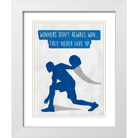 Never Give Up White Modern Wood Framed Art Print with Double Matting by Prime, Marcus