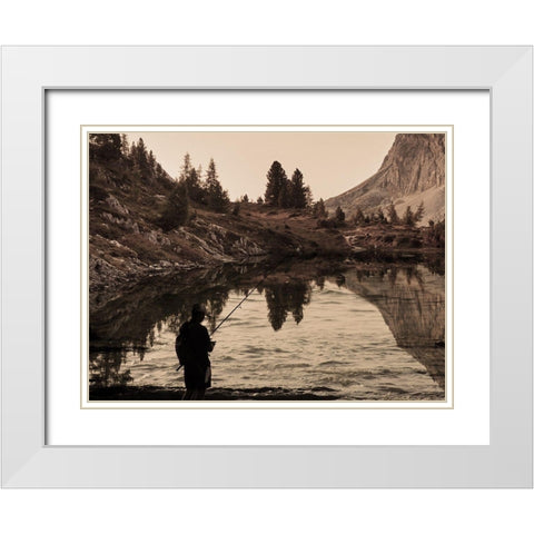Lake Fishing White Modern Wood Framed Art Print with Double Matting by Prime, Marcus