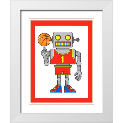 Robo Hoops 3 White Modern Wood Framed Art Print with Double Matting by Prime, Marcus