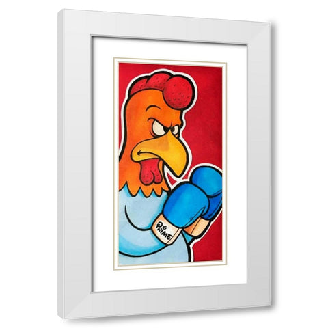 Rooster Battle 1 White Modern Wood Framed Art Print with Double Matting by Prime, Marcus