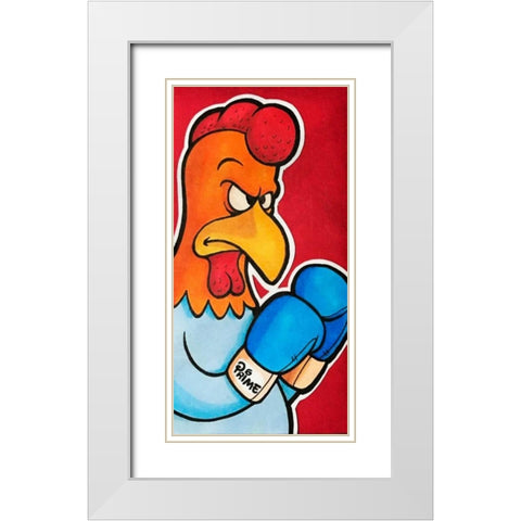 Rooster Battle 1 White Modern Wood Framed Art Print with Double Matting by Prime, Marcus