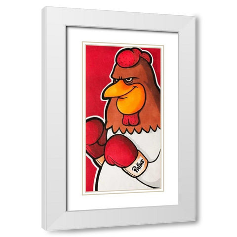 Rooster Battle 2 White Modern Wood Framed Art Print with Double Matting by Prime, Marcus