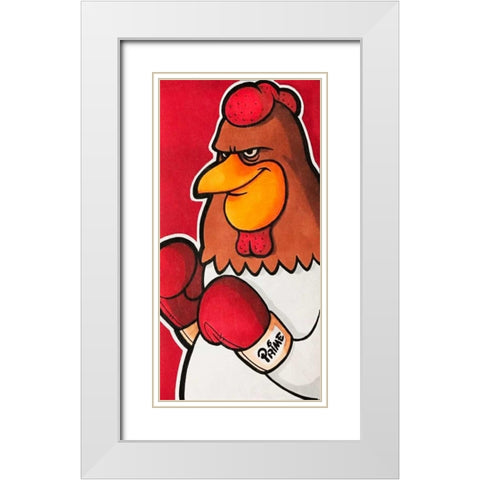 Rooster Battle 2 White Modern Wood Framed Art Print with Double Matting by Prime, Marcus