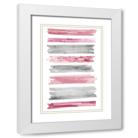 Blush Paint Streaks White Modern Wood Framed Art Print with Double Matting by Prime, Marcus