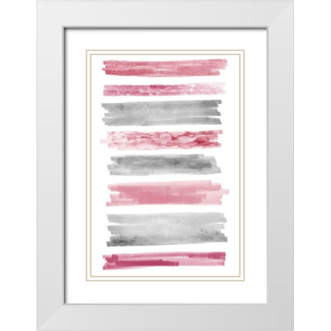 Blush Paint Streaks White Modern Wood Framed Art Print with Double Matting by Prime, Marcus