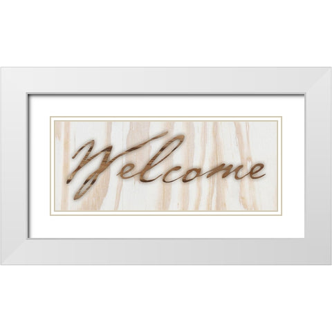 Welcome Wood White Modern Wood Framed Art Print with Double Matting by Prime, Marcus