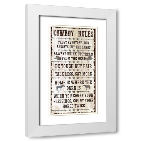 Tough Cowboy Rules White Modern Wood Framed Art Print with Double Matting by Prime, Marcus