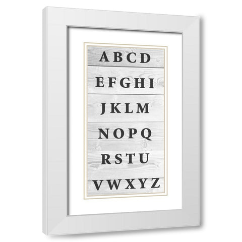 Alphabet Wood White Modern Wood Framed Art Print with Double Matting by Prime, Marcus