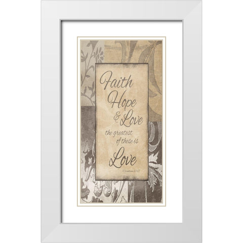 Faith Hope Love White Modern Wood Framed Art Print with Double Matting by Prime, Marcus