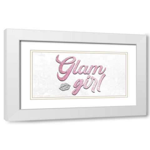 Pink Glamor Girl White Modern Wood Framed Art Print with Double Matting by Prime, Marcus