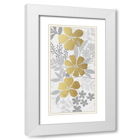Floral Golden Bunch 1 White Modern Wood Framed Art Print with Double Matting by Prime, Marcus
