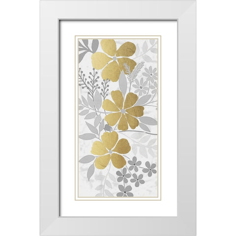 Floral Golden Bunch 1 White Modern Wood Framed Art Print with Double Matting by Prime, Marcus