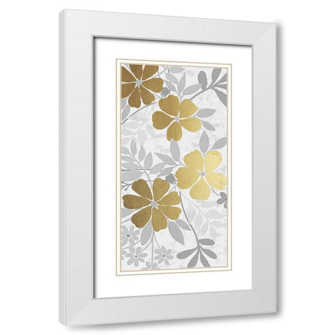 Floral Golden Bunch 2 White Modern Wood Framed Art Print with Double Matting by Prime, Marcus