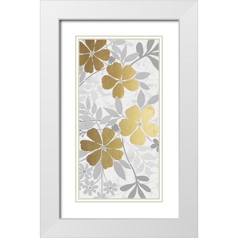 Floral Golden Bunch 2 White Modern Wood Framed Art Print with Double Matting by Prime, Marcus