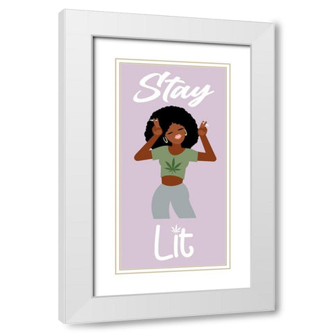 Stay Lit Girl White Modern Wood Framed Art Print with Double Matting by Prime, Marcus