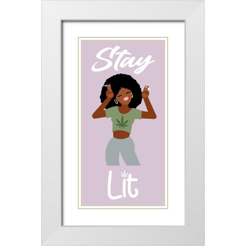 Stay Lit Girl White Modern Wood Framed Art Print with Double Matting by Prime, Marcus